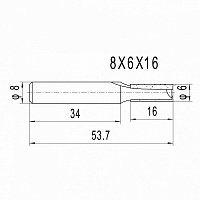 Изображение Фреза пазовая DELTA TOOLS  D=6x16x53.7 S=8 101.0806